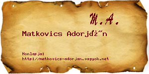 Matkovics Adorján névjegykártya